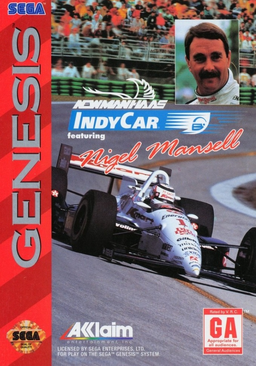 Newman-Haas IndyCar box art for Sega Mega Drive
